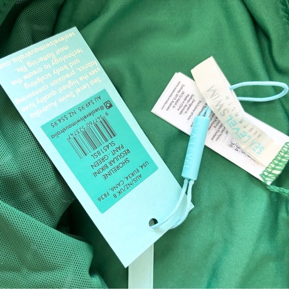Sea Level Swim green white stripe bikini bottoms size 4 new - Picture 3 of 4